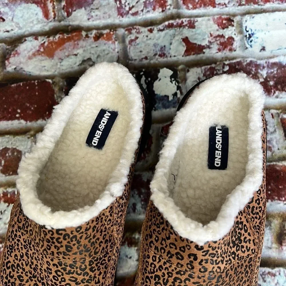 *Lands end brown black animal slip on casual shoes